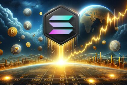 Bitcoin sitting on top of the White House wearing a crown