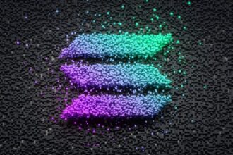 Solana logo made out of particles