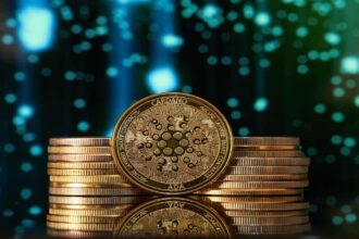 Cronos blockchain hexagonal network structure in blue