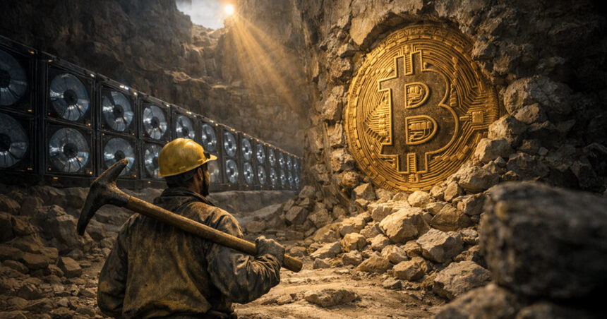 Cardano ADA coin beside a heavy chain split by a glowing crack in stone, symbolizing low-key network upgrades paving the way for institutional adoption backed by on-chain data