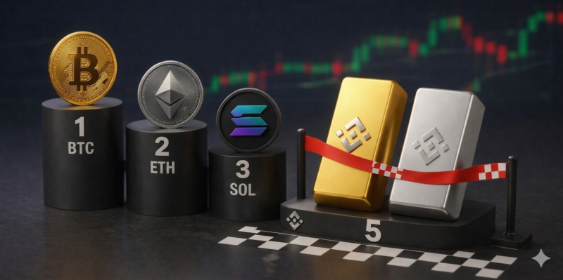Gold and silver conquer the top 5 trading in Binance futures