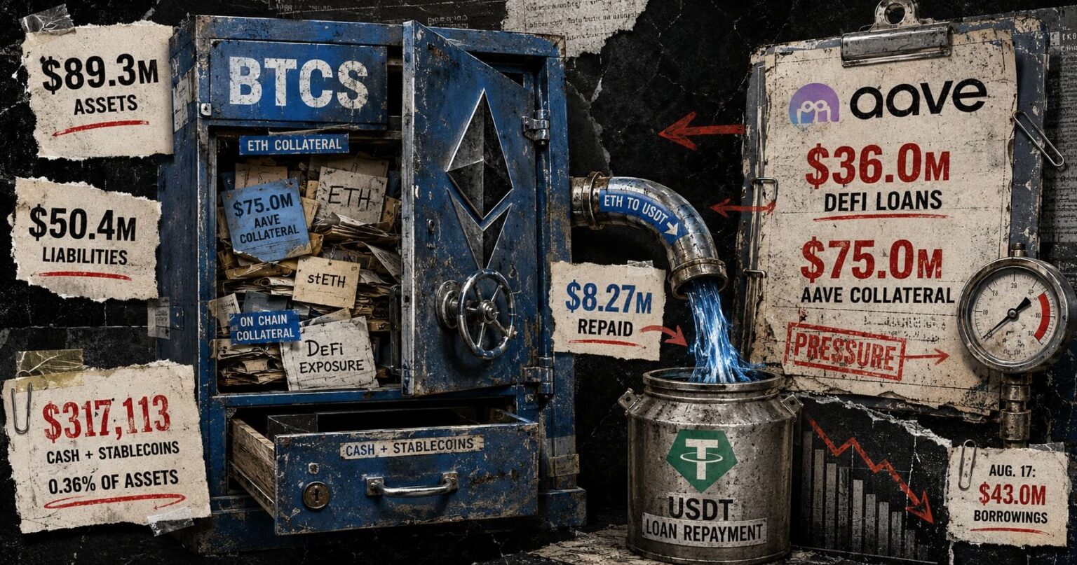 BTCS used Ethereum to repay Aave debt and ended Q2 with just $317,000 in cash