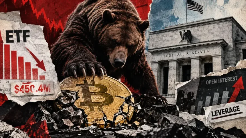 Bitcoin ETF exits erase Monday’s rebound as spot selling deepens before the Fed