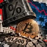 A massive interest-rate press threatens Bitcoin above the 81,500 support level, with Federal Reserve architecture and falling market prices.