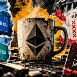 Editorial collage of a cracked Ethereum coffee mug, Teku and Besu containers, revoked eMudhra certificates and a Java security warning.